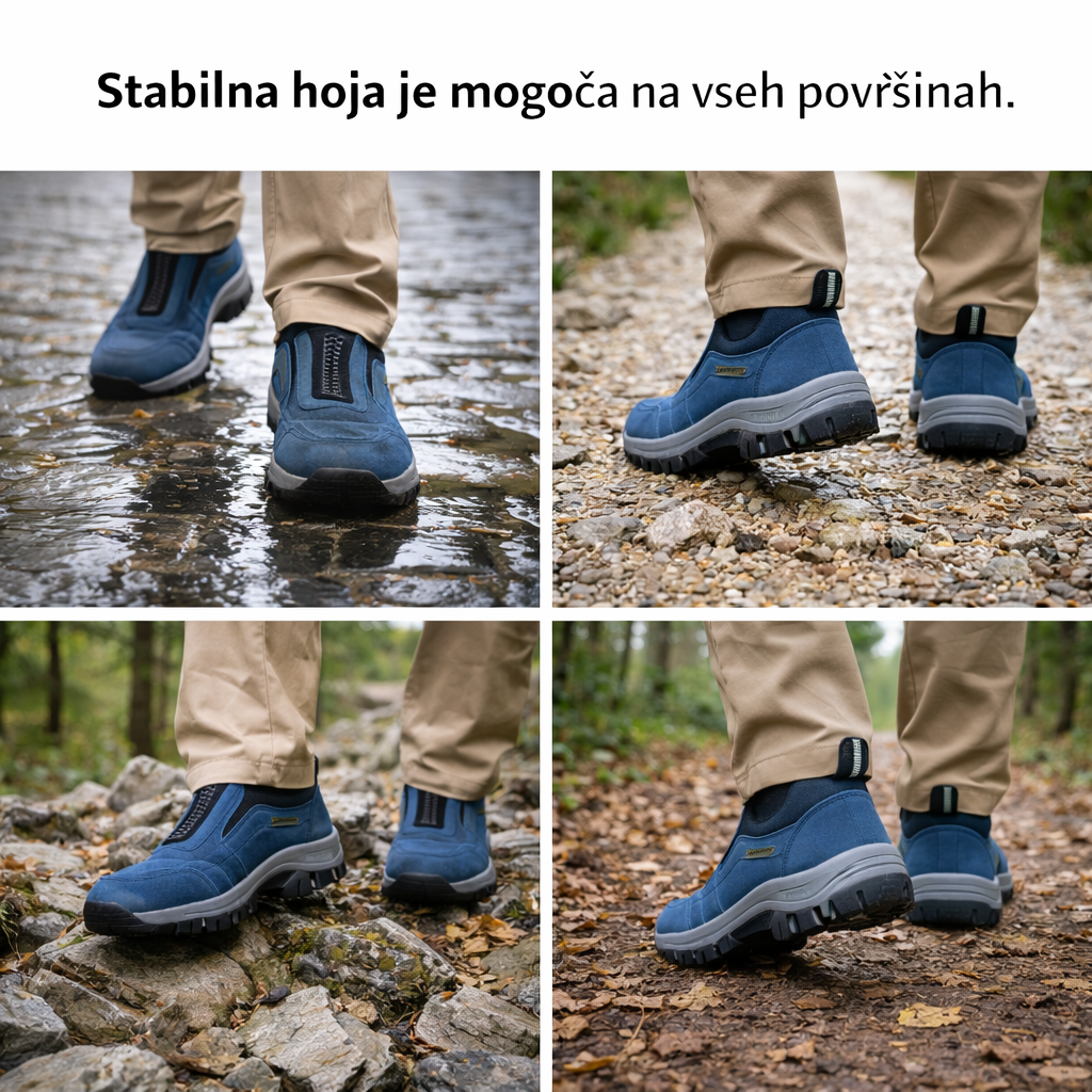 🎁Posebna ponudba, izkoristite 50 % popusta! Moški ročno šivani ortopedski semiš čevlji 🦶 Opora za stopalni lok za lajšanje bolečin. 💧 Vodoodporni in nedrseči.