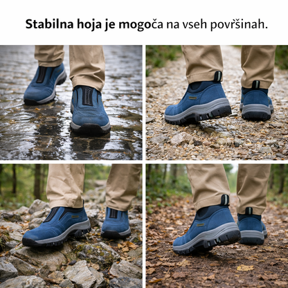 🎁Posebna ponudba, izkoristite 50 % popusta! Moški ročno šivani ortopedski semiš čevlji 🦶 Opora za stopalni lok za lajšanje bolečin. 💧 Vodoodporni in nedrseči.