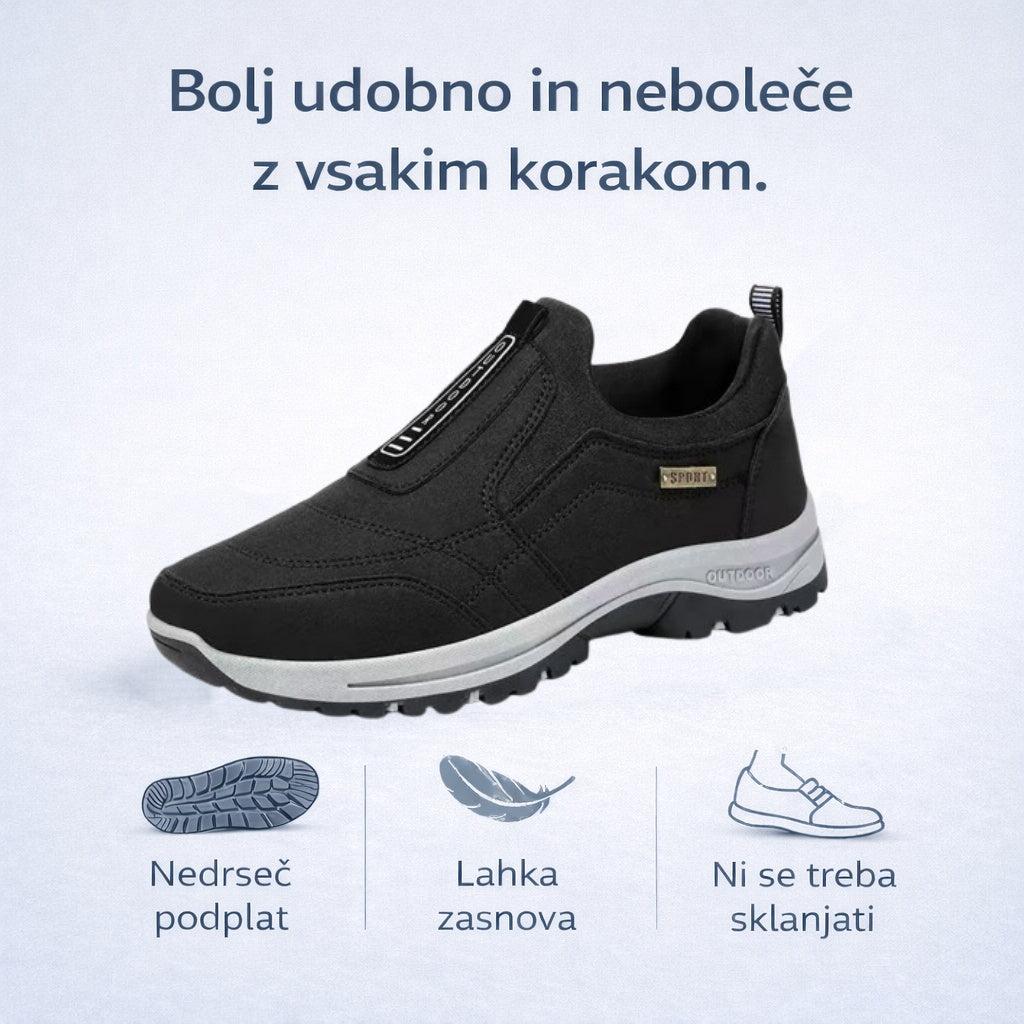 🎁Posebna ponudba, izkoristite 50 % popusta! Moški ročno šivani ortopedski semiš čevlji 🦶 Opora za stopalni lok za lajšanje bolečin. 💧 Vodoodporni in nedrseči.