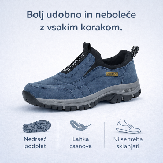🎁Posebna ponudba, izkoristite 50 % popusta! Moški ročno šivani ortopedski semiš čevlji 🦶 Opora za stopalni lok za lajšanje bolečin. 💧 Vodoodporni in nedrseči.