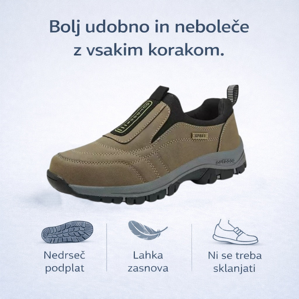 🎁Posebna ponudba, izkoristite 50 % popusta! Moški ročno šivani ortopedski semiš čevlji 🦶 Opora za stopalni lok za lajšanje bolečin. 💧 Vodoodporni in nedrseči.