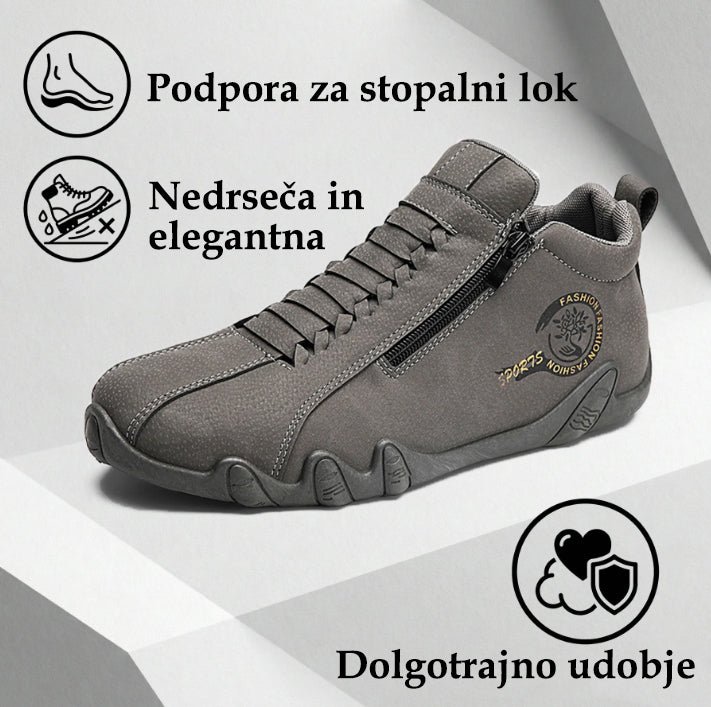 Genettech® | Visoki škornji iz pravega usnja, unisex! Ti ortopedski čevlji imajo ergonomsko oporo za stopalni lok in nedrseč podplat.