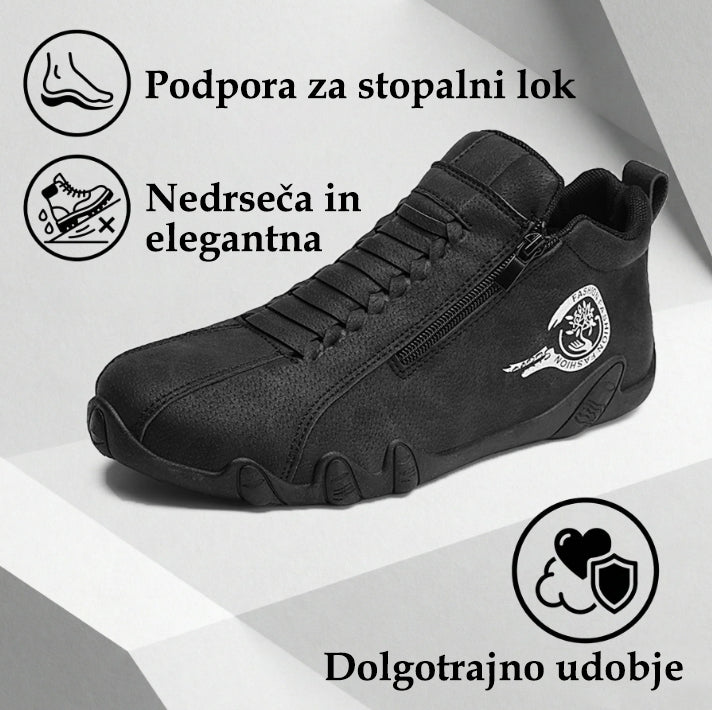 Genettech® | Visoki škornji iz pravega usnja, unisex! Ti ortopedski čevlji imajo ergonomsko oporo za stopalni lok in nedrseč podplat.