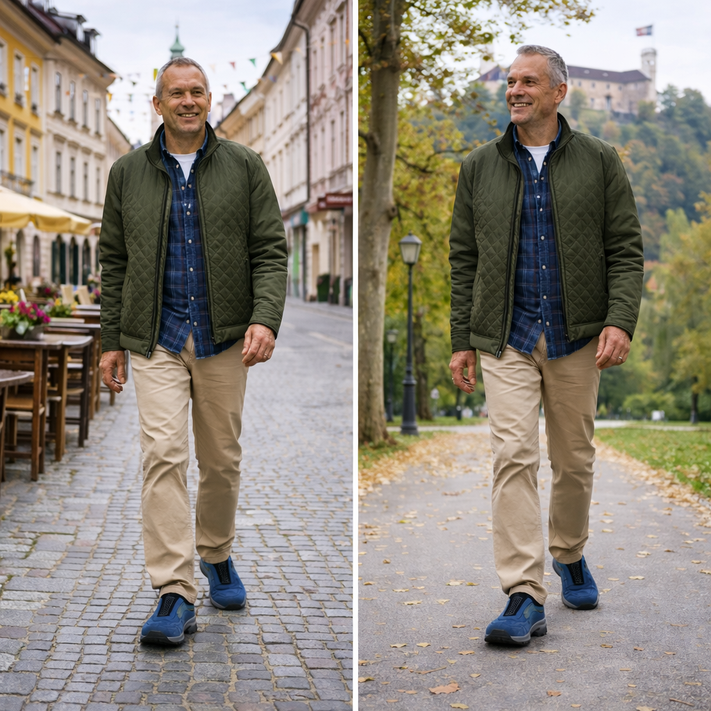 🎁Posebna ponudba, izkoristite 50 % popusta! Moški ročno šivani ortopedski semiš čevlji 🦶 Opora za stopalni lok za lajšanje bolečin. 💧 Vodoodporni in nedrseči.
