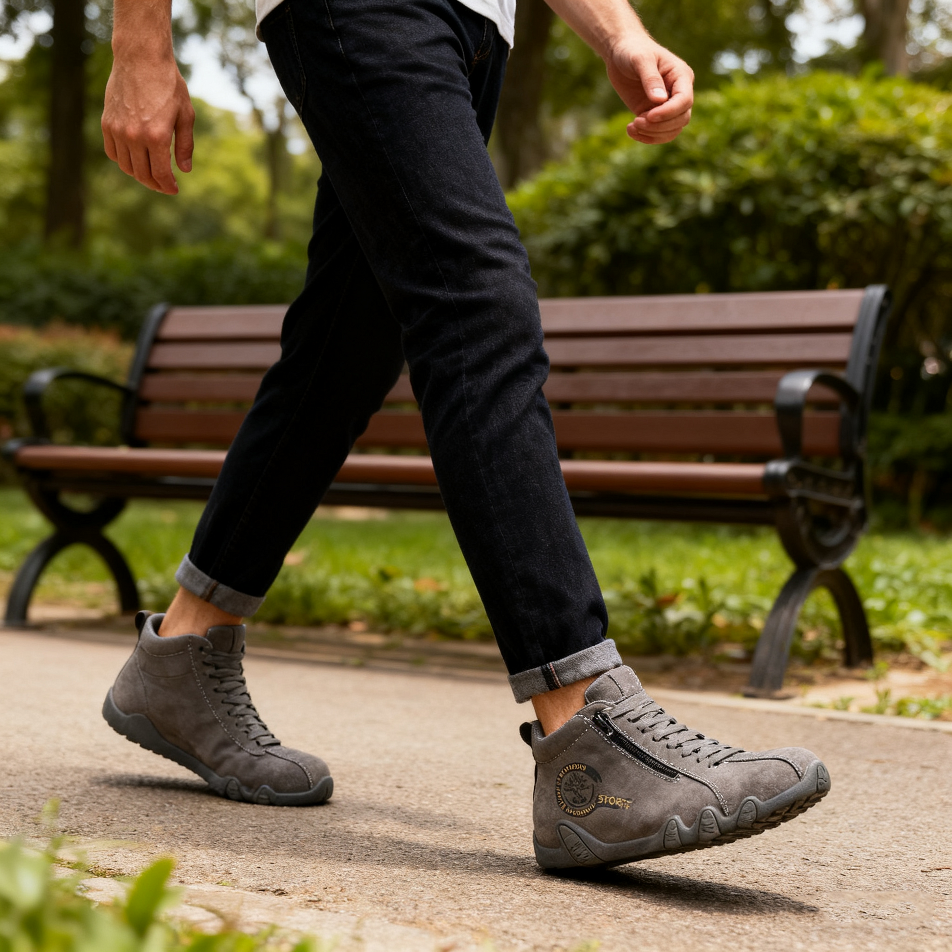 Genettech® | Visoki škornji iz pravega usnja, unisex! Ti ortopedski čevlji imajo ergonomsko oporo za stopalni lok in nedrseč podplat.