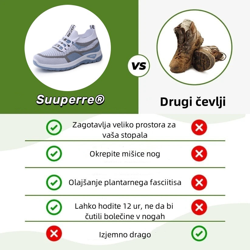 Ženski ortopedski čevlji Suuperre® | Ergonomsko oblikovani za lajšanje bolečin v hrbtu, sklepih in stopalih ter zagotavljajo vrhunsko udobje.