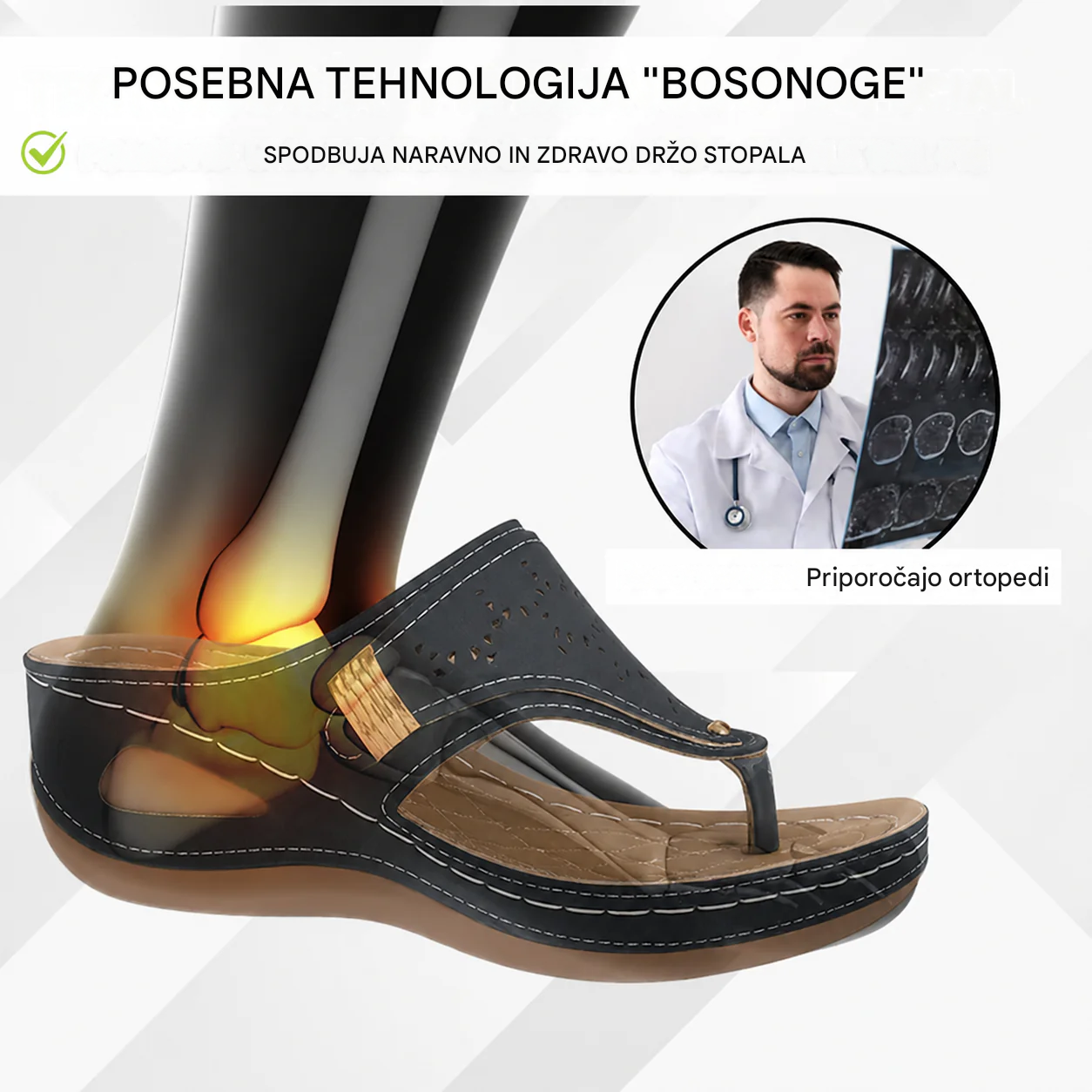Ortopedski sandali genettech: ergonomski in nedrseči sandali, ki lajšajo bolečine.